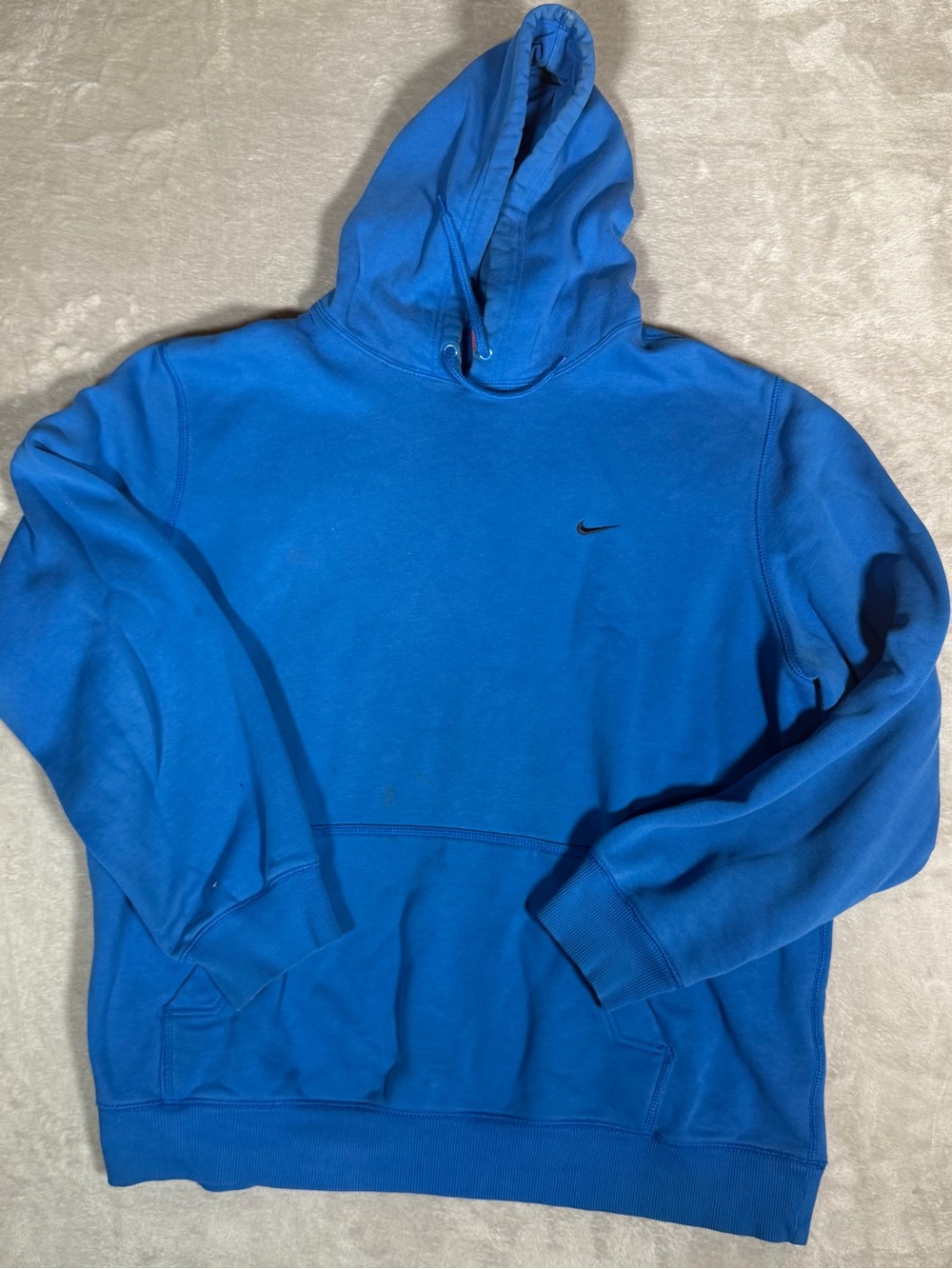 Nike Mens Royal Blue Pullover Hoodie Small Swoosh Baggy Vintage XXL